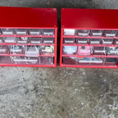 Small Parts Organizer Cabinets Set Of Two / Miscellaneous Parts Included 