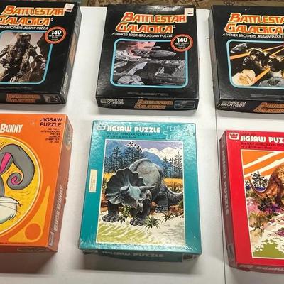 Vintage Jigsaw Puzzles Lot Of (6) Includes Battle Star Galactica 