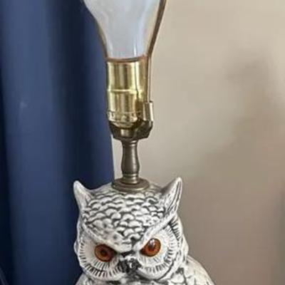 Vintage Mid-Century Ceramic Owl Lamp