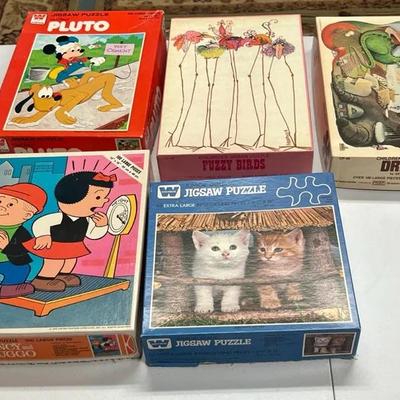 Vintage Lot Of (5) Jigsaw Puzzles 