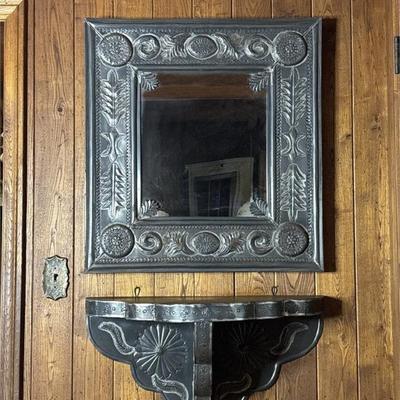 Mexican Tin Entryway Mirror & Shelf.jpg