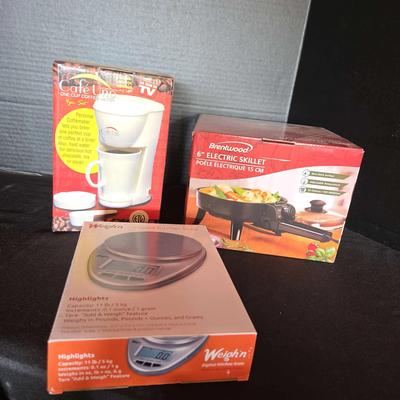 NEW! Kitchen Scale, 6" Electric Skillet, Personal Coffee Maker