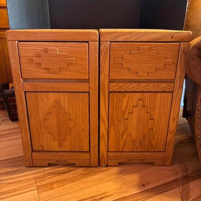 2 Southwestern Night Stands With Drawer & Cabinet