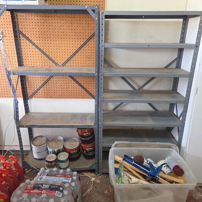 Painting Tools And (2) Gray Shelves