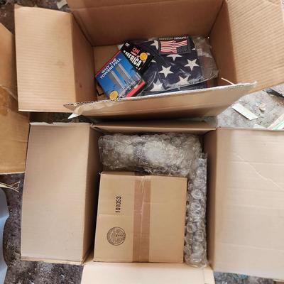 Patriotic Collection - NEW US flags, 2 NEW Fiber Optic Eagles, 2 DVDS