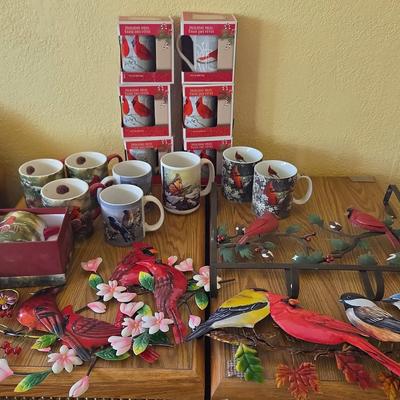 Cardinals! Ceramic Mugs & Wall Decor - Over Door Hangers, Red Bird Home Items