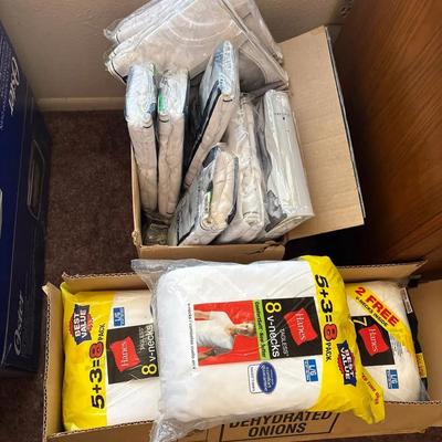 Men’s Hanes V-Necks + Stafford Low Rise Cotton Briefs - Size Large - NEW In Package