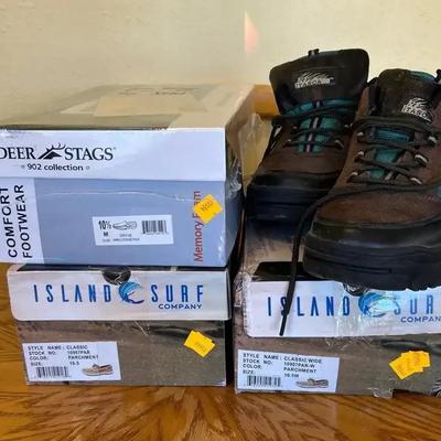 3 NEW IN BOX Mens Shoes  - Island Surf Company, Deer Stags, Itasca - 10 10.5 Wide 