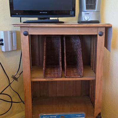 Small Table with TV, Fan, Weather Station & Desk Area - Ready for Your Room