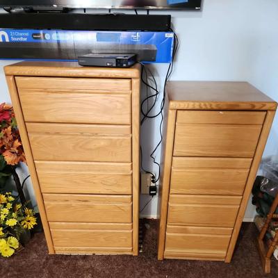 2 Tall Chest Of Drawers - Matching Wood, 42" Tall 4 Drawer Chest, 46" Tall 5 Drawer Chest