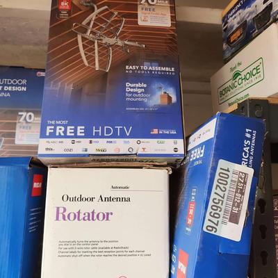 2 NEW RCA Attic Outdoor Compact Design HD Antenna, 1 NEW Radio Shack Antenna Rotator, #2