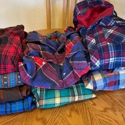 8 Flannels - Red, Blue, Green - McGregor, JCPenney Big Mac, Northwest Territory, Woodland - Size L