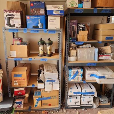 2 EMPTY Adjustable Metal Shelving Units, Grays, Must Disassemble, Shelving ONLY 