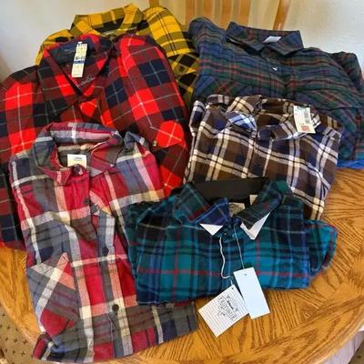 6 NEW WITH TAG Flannels - 3 Thick, 3 Thin Northwest Territory, Outreach, Dakota, FieldMaster, Ames