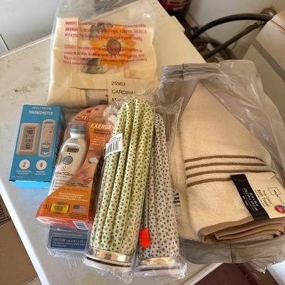 Brand New Household Items - Bath Towels, Old Fashioned Ice Bags, Thermometers, Cardinal Valence 