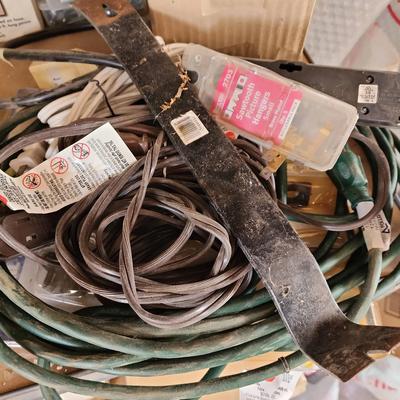 Tools Mystery - Ryobi, 12V Compressor, Cords, Box Of Goodies, Nuts & Bolts