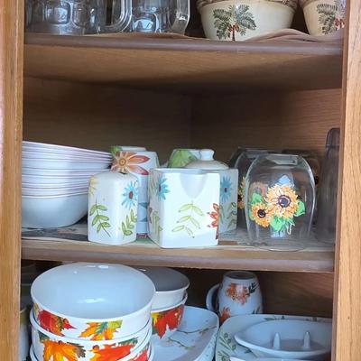 Kitchen Glassware - Sunflowers, Autumn Leaves, Palm Trees - Cups, Bowls, Plates, Mugs