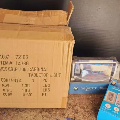 Complete Garden Set - 2 NEW Cardinal Lamps & LED Clock & Accurite Thermometer