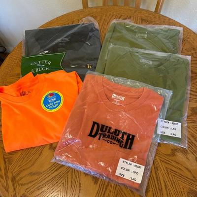 5 NEW IN BAG WITH TAG tshirts - Size L XL And 2XL - Duluth, Fruit Of Loom - Orange Green Blue