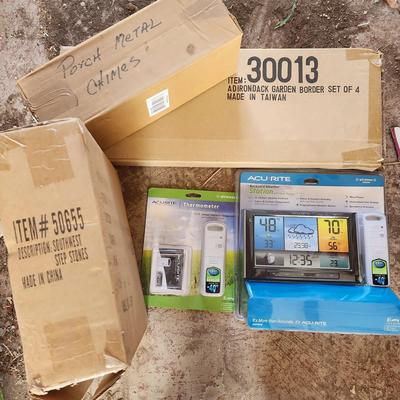 Patio - Metal Wind Chimes, Southwest Stepping Stones, 4 Pc Garden Border Set, Accurite Weather 