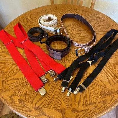 4 Belts 2 Suspenders - Copper Buckle, Posey, Snake Skin Genuine Leather 