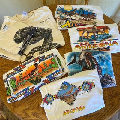 9 Dead stock Arizona Tees - 6 Different Designs - All Size Large - Snake Roadrunner Horse 