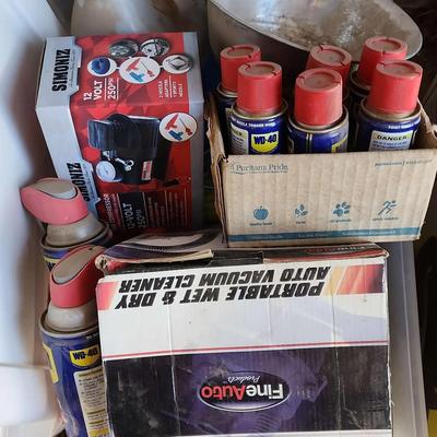 Garage & Auto - Portable Wet Dry Auto Vac, WD-40, 12 Volt Compressor, Light, Liquids