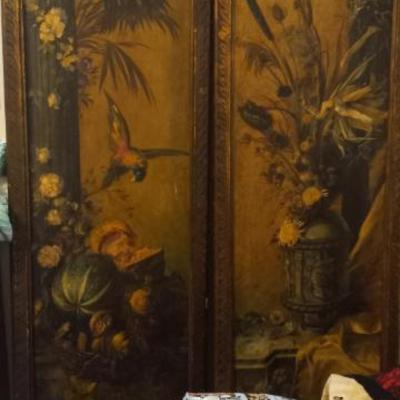 Sale Photo Thumbnail #4: Antique painted Room divider panels 1880's
