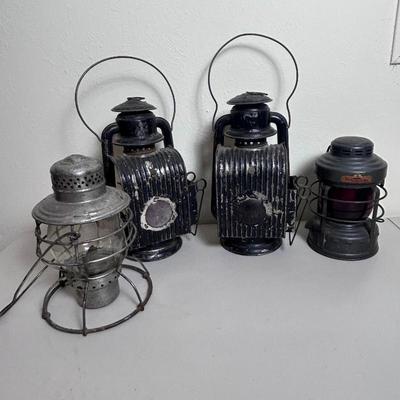 Sale Photo Thumbnail #34: A antique lanterns and railroad signal lamp