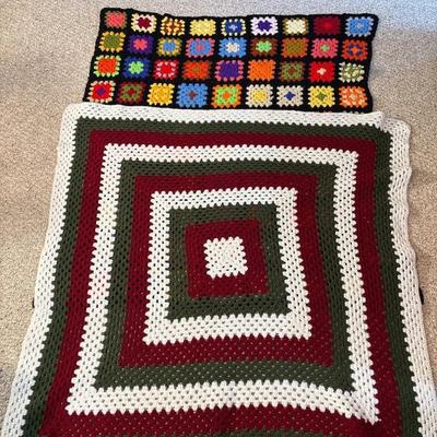 Z two handmade multicolored crochet throw blankets
