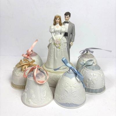 F lladr vintage bisque porcelain wedding music box and bells