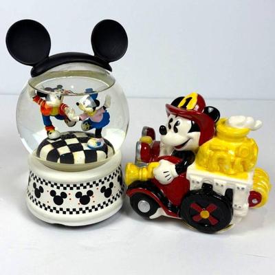 M mickey fire truck snow globe