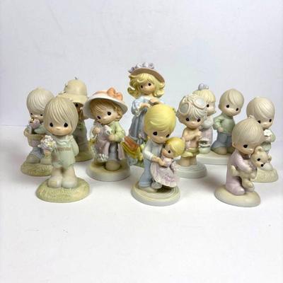 F precious moments ten piece porcelain figurines