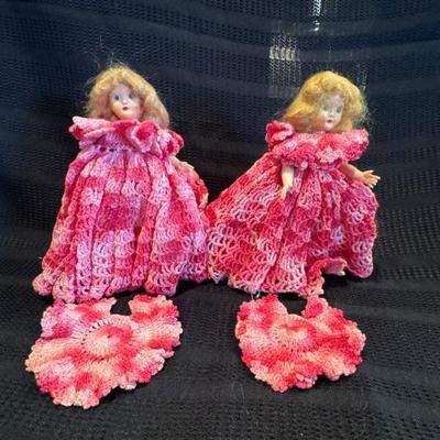 T two vintage miniature dolls