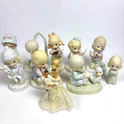 F precious moments porcelain figurine lot with cake topper