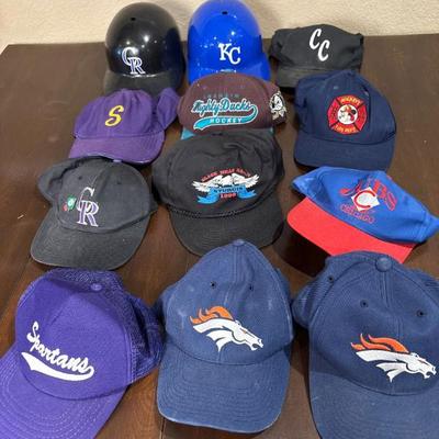 C vintage and modern sports hats and helmets various teams