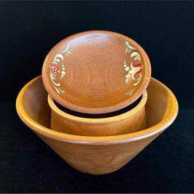 3 Mid Century Wooden Bowls * Woodcroftery 