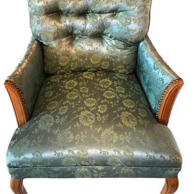 Gorgeous Green Silk Upholstered Chair