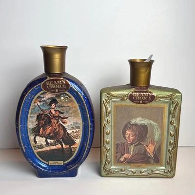 2 Vintage Beam’s Choice Artist Collectors Whiskey Bottles 