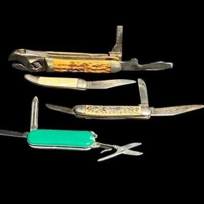 4 Vintage Pocket Knives * Cattaraugus Cutlery * Colonial