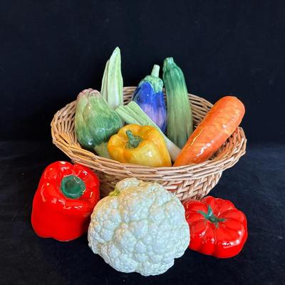 Basket of Ceramic Vegetables 