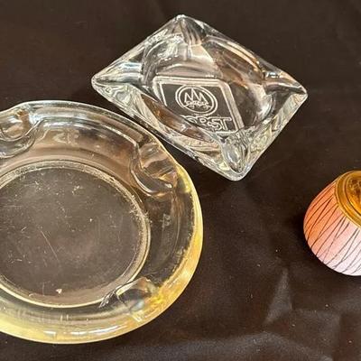 Vintage Lighter * Two Vintage Glass Ashtrays *