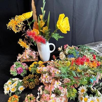 Assortment Of Vintage Artificial Flowers & Greenery * Floral Supplies *