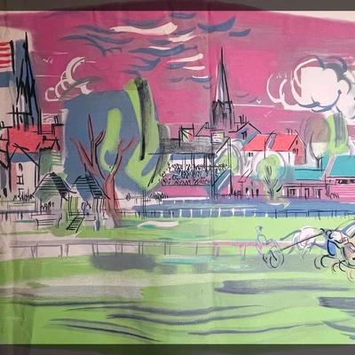 #2 RARE find! Large Raw Canvas Original Painting * Vintage Bon Marche Display Piece Seattle Downtown