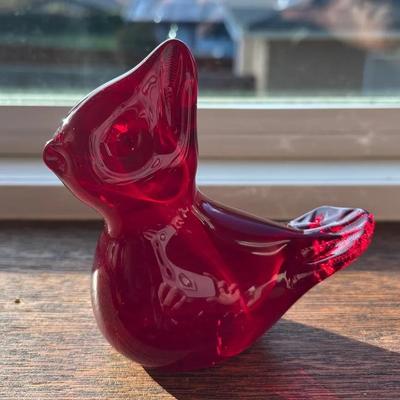 Vintage Viking Red Glass Cardinal Figurine 