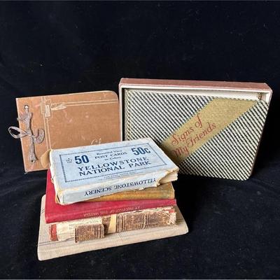 Set of 50 Vintage Box Yellowstone NP Postcards * Various Antique Books 