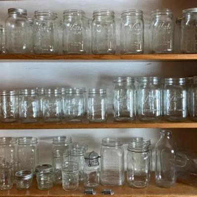 Large 50 Piece lot of Miscellaneous Jars *Kerr *Ball *Golden Harvest