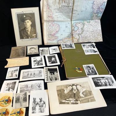 Vintage Military Lot * 1944 Germany Map * Black & White Photos * 1918 Physical Requirement Notice 