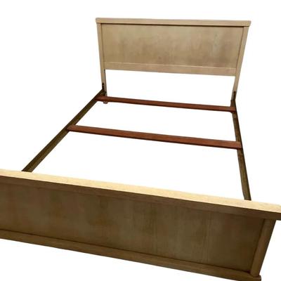 Mid Century Full Headboard and Footboard with Metal Rails