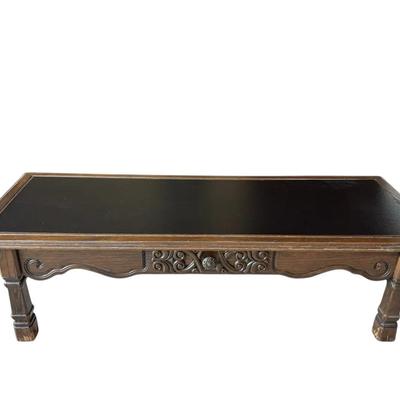 Vintage Black Vinyl Top Coffee Table 